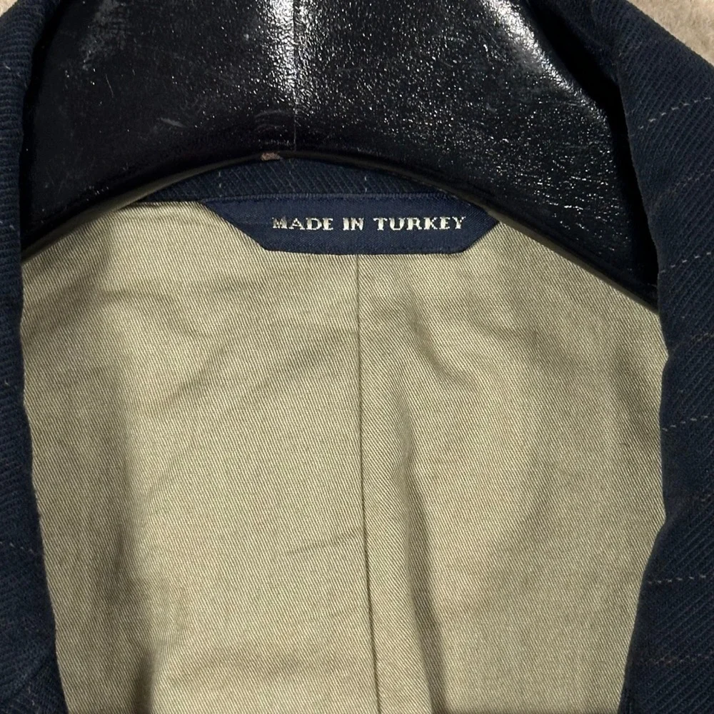 Banana Republic Blazer Mens 48L Black Pinstripe 100% Cotton Vintage 2005